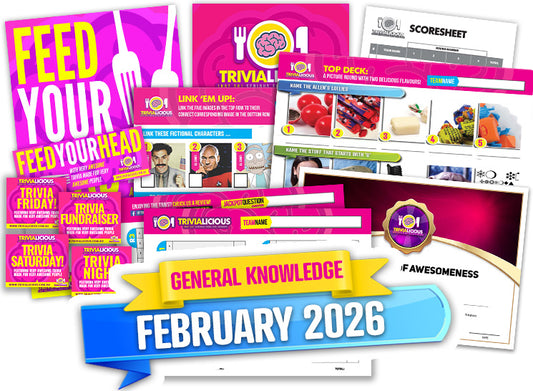 Trivialicious 5 ROUND Printable Trivia Question Pack #388