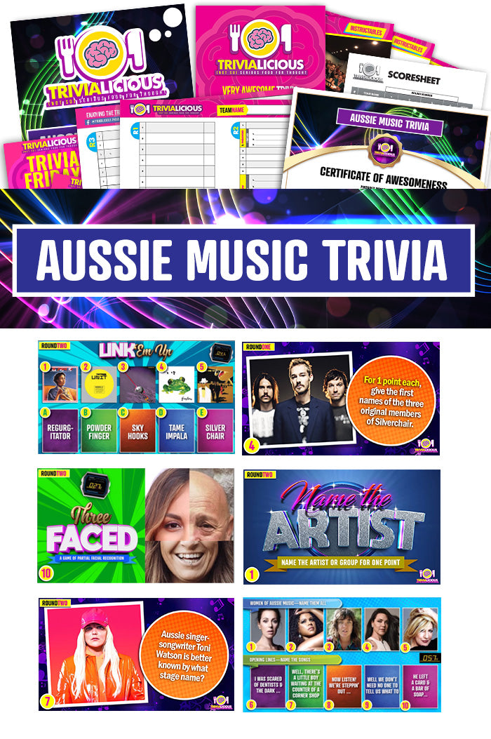 Trivialicious THEMED PowerPoint Pack AUSTRALIAN MUSIC #001