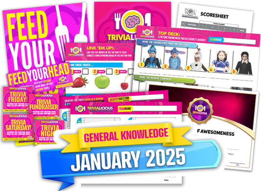 Trivialicious 5 ROUND Printable Trivia Question Pack #333