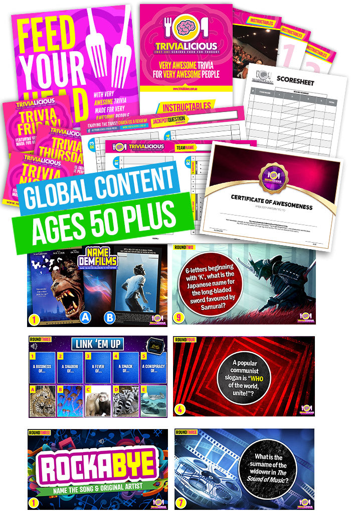 Trivialicious THEMED PowerPoint Pack AGE 50+ #001