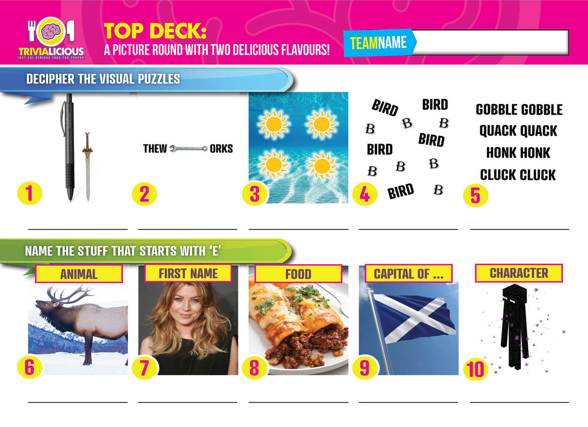 Trivialicious 5 ROUND Printable Trivia Question Pack #338