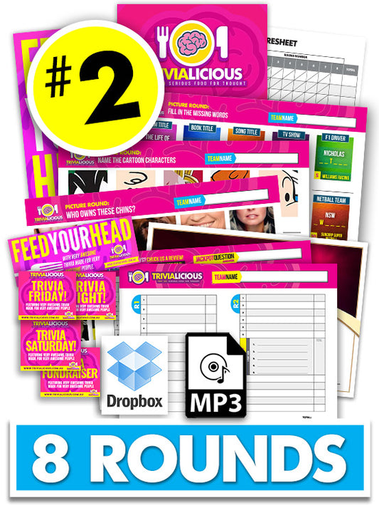 Trivialicious 8 ROUND Printable Trivia Question Pack #002